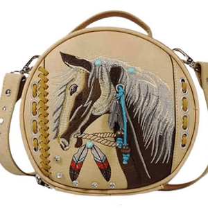 TAN WESTERN RHINESTONE HANDBAGS CONCEALED CARRY PURSE