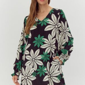 GREEN FLOWER PRINT DRESS