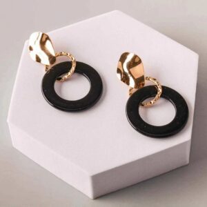 FASHION GOLD & BLACK HOOP EARRINGS