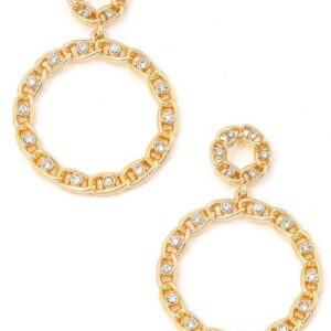 RHINESTONE STUD CHAIN DROP EARRINGS