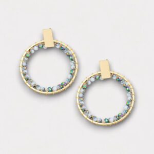 CIRCLE INNER GLASS BEAD PUSHBACK EARRINGS