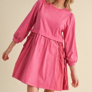 SOLID PINK BABY DOLL DRESS