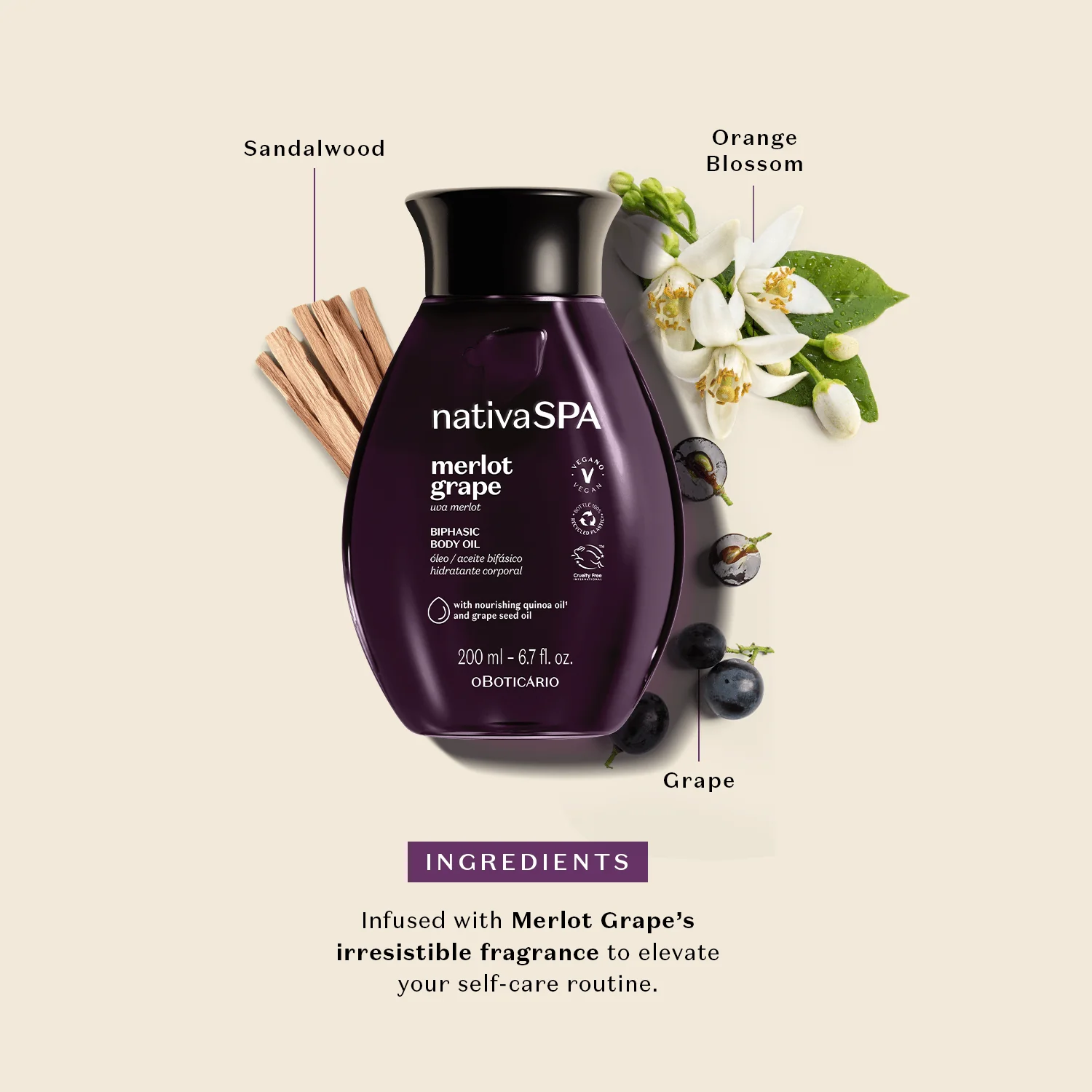 Nativa SPA Merlot Grape Biphase Body Oil - Image 2
