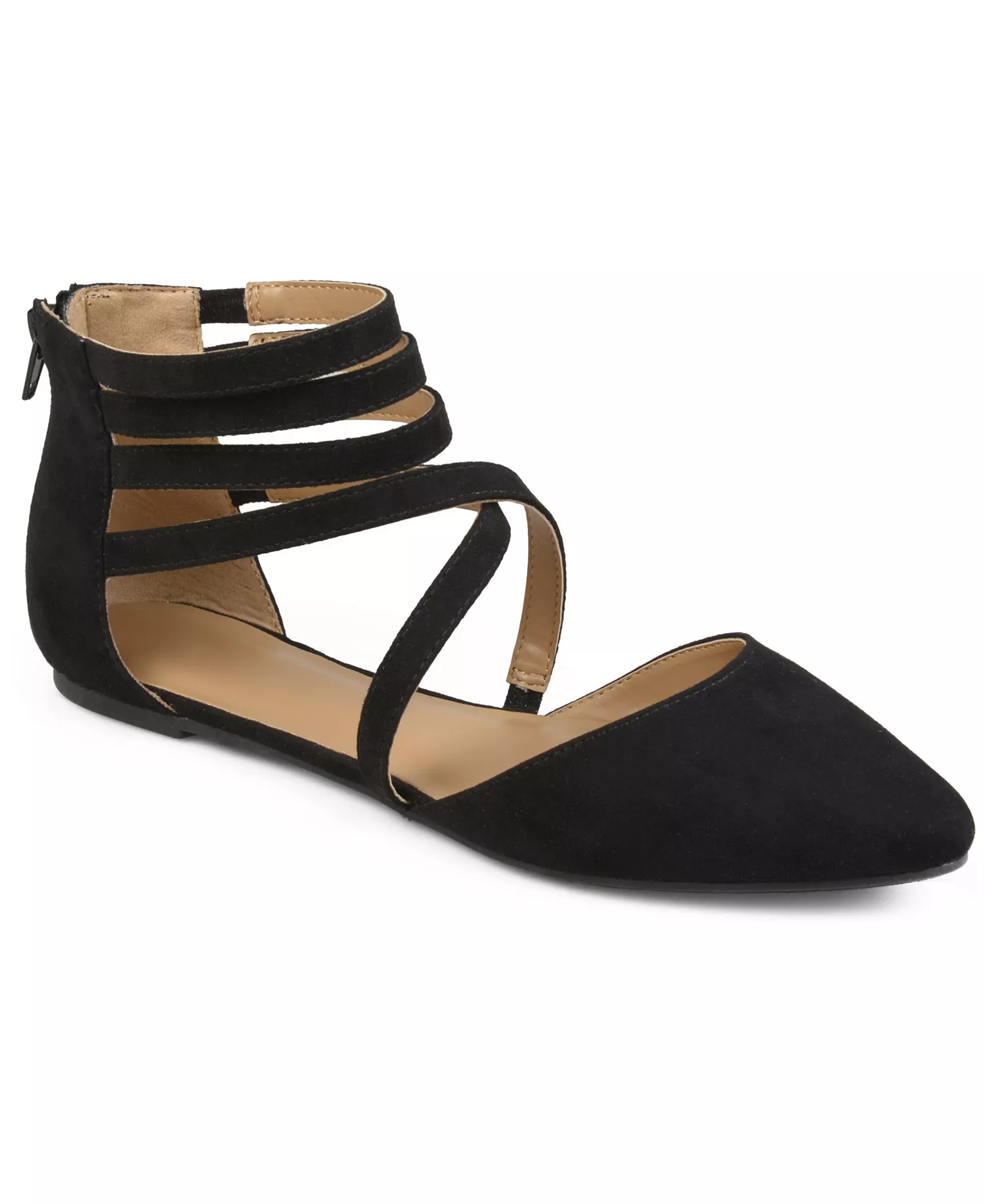 Journee Collection Women's Marlee Strappy Pointed Flats - Black