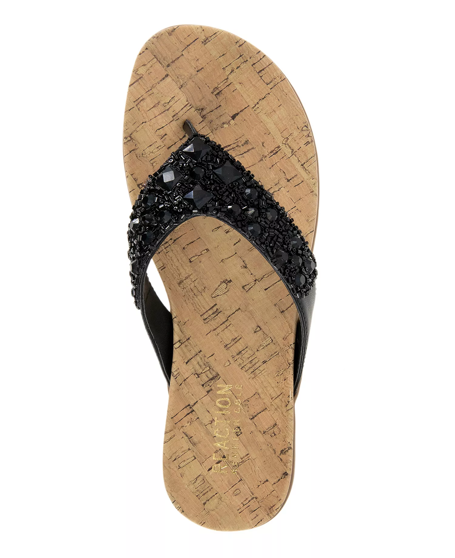 Kenneth Cole Reaction Glamathon Flat Sandals - Black/Natural - Image 5
