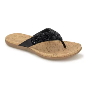 Kenneth Cole Reaction Glamathon Flat Sandals - Black/Natural