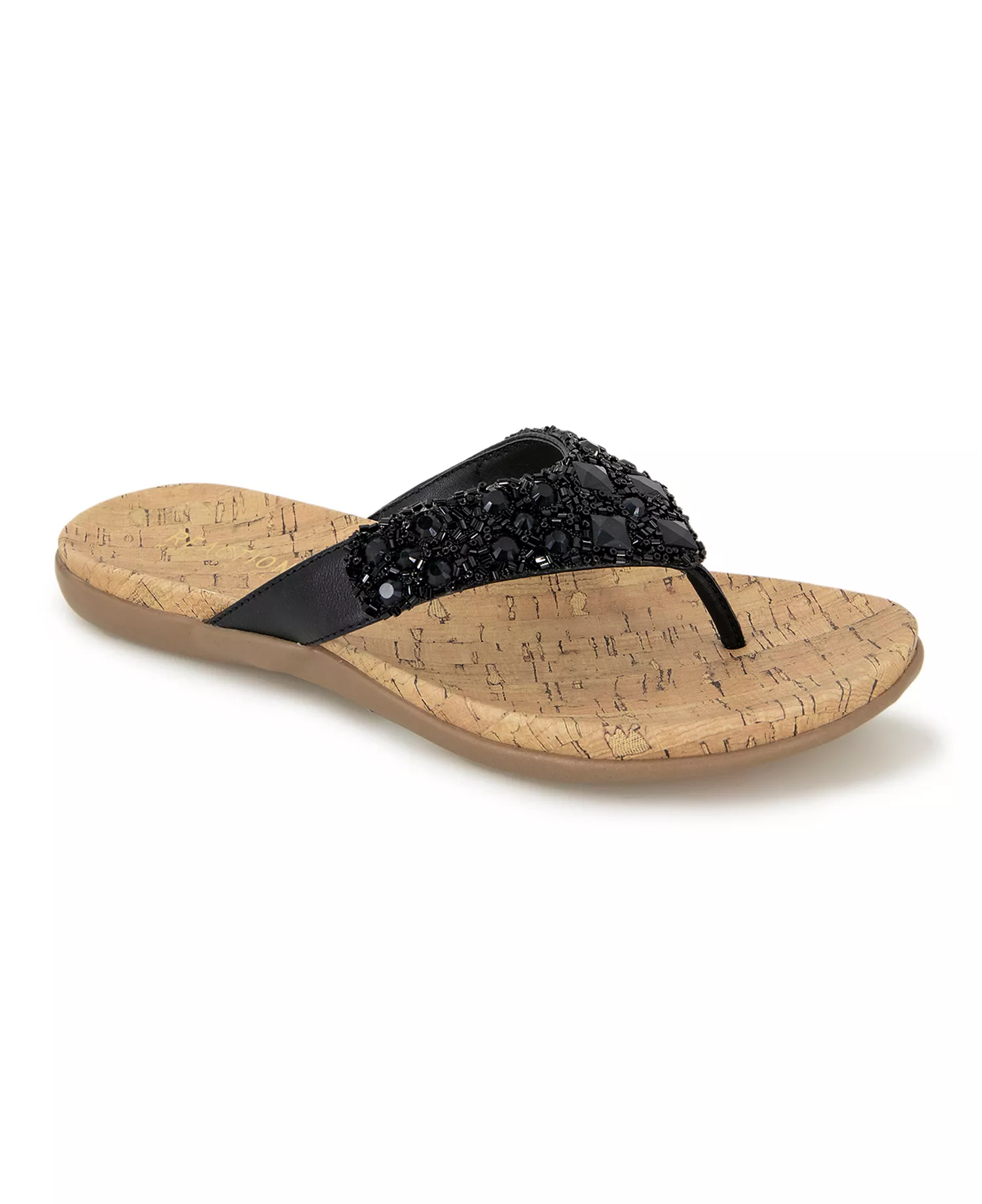Kenneth Cole Reaction Glamathon Flat Sandals - Black/Natural