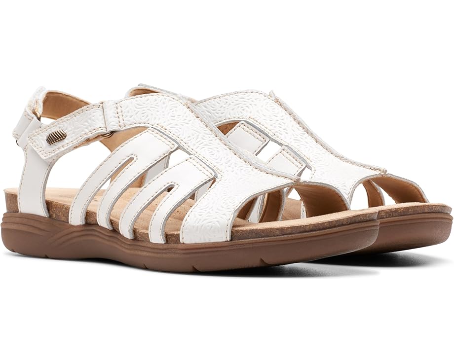 Clarks April Belle White Leather Slingback Sandals