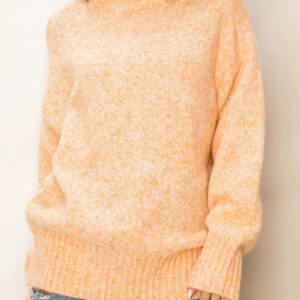 Chunky Knit Mock Neck Long Sleeve Oversized Cozy Pullover Sweater
