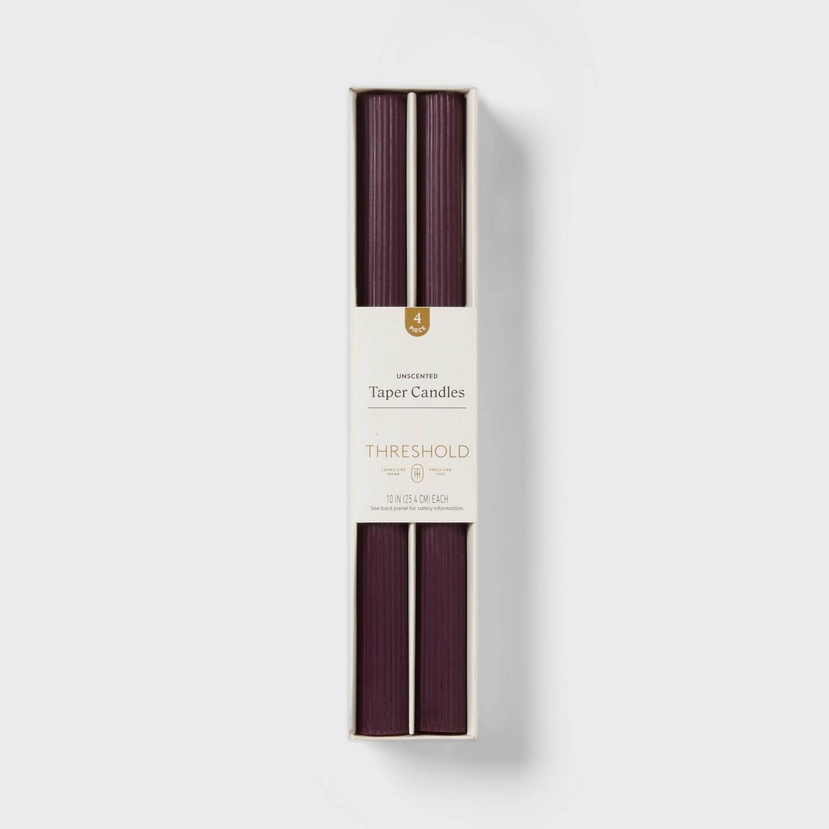 4pk Ribbed Taper Candle Set - Threshold™️ Purple