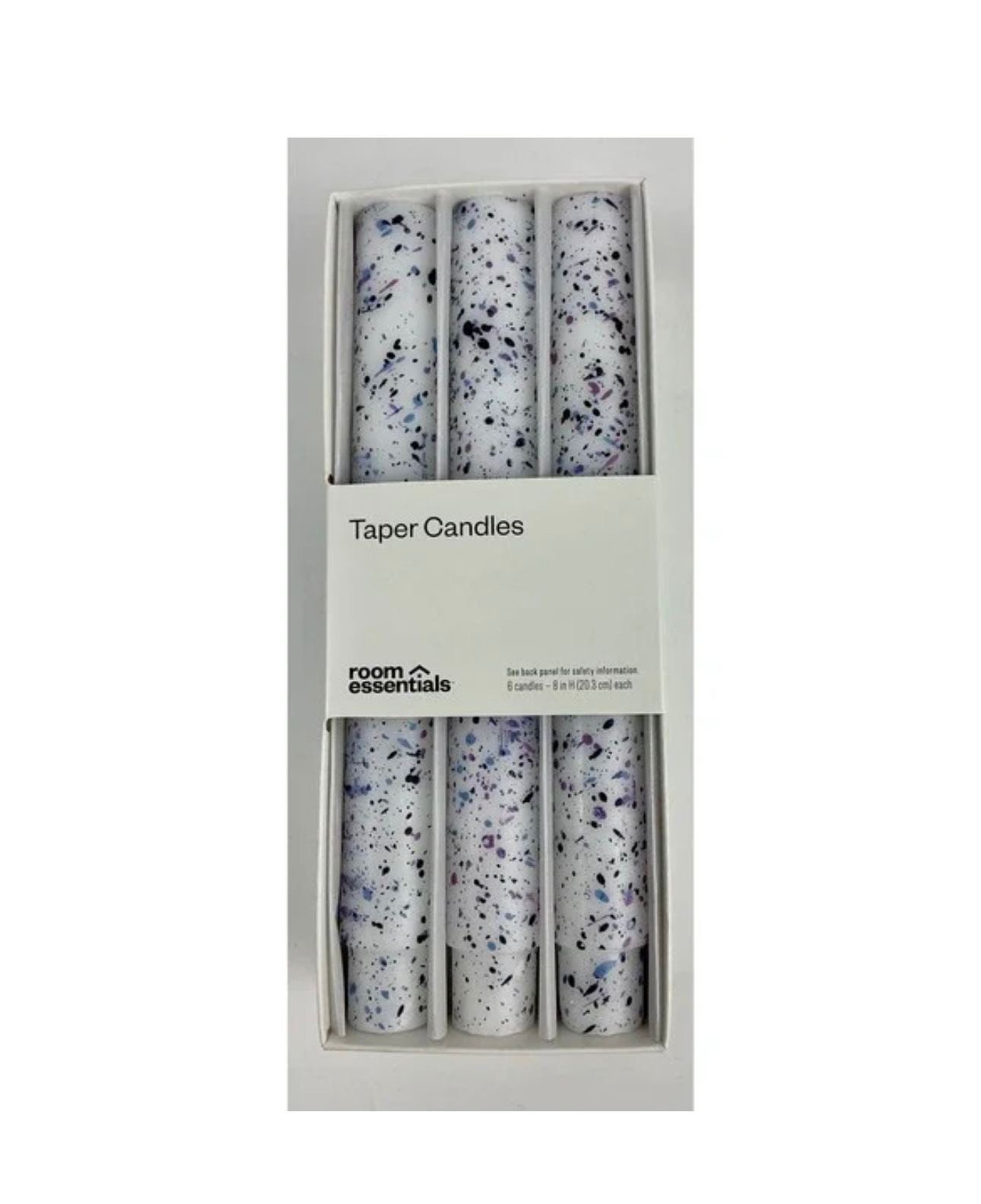 Room Essentials Taper Candles - White, Speckled - Set of 6